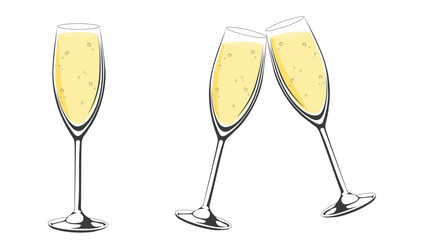 Champagne Glasses Toast Vector Illustration