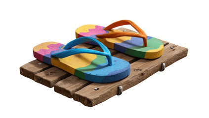 Beach sandal transparent in plasticine png no background for summer decoration.
