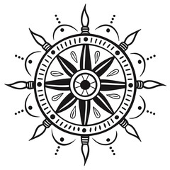 Obraz premium Artistic Nautical Compass Rose Design with Decorative Elements