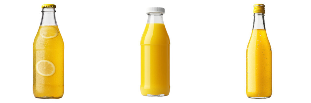 Set of lemon bottle , isolated