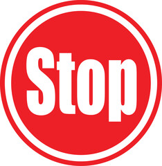 Stop Sign Red Round Icon