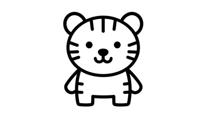Fototapeta premium Cute tiger outline. Simple black line drawing