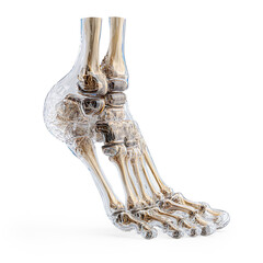 3D Transparent Foot Skeleton Rendering on transparent background