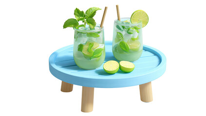 Mojito drink transparent mockup isolated png with no background for summer beach time.