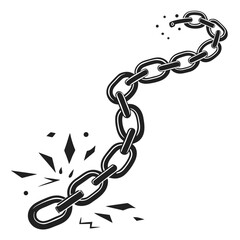 Obraz premium Broken Chain Symbolizing Freedom from Constraints or Obstacles