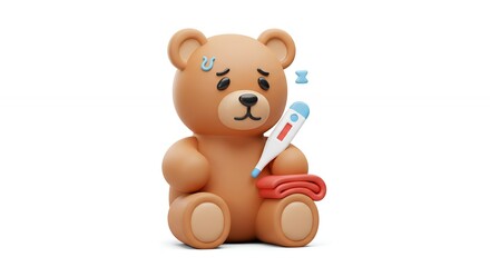 Teddy bear figurine depicting ill health
