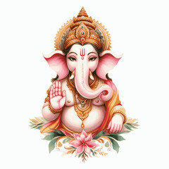 Ink Tusk Lord Ganesha isolated watercolor vector illustration svg