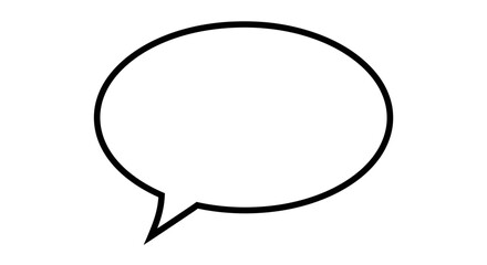 A simple black and white speech bubble, with a classic oval shape and pointed tail.