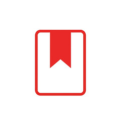 Red bookmark icon, a simple graphic representation of a book with a highlighted page.