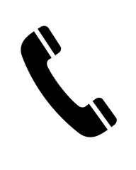 Simple black telephone icon, representing communication.
