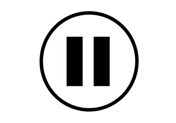 Pause button symbol, black and white, circular design, simple graphic.
