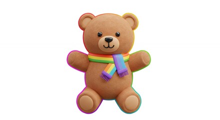 Teddy bear with rainbow scarf