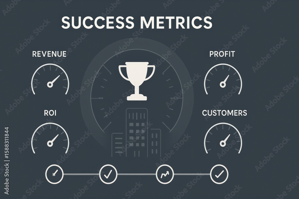 Poster visual representation of business success metrics and key performance indicators for companies