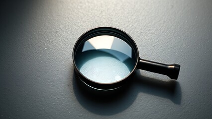 A magnifying glass resting on a textured surface, creating intriguing light refractions and patterns.