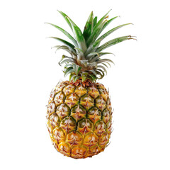 Fototapeta premium Fresh pineapple, vibrant yellow-gold skin, green crown