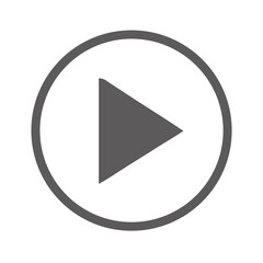 Vector illustration of a glossy round video player button with a play arrow symbol for web multimedia control