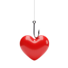 Obraz premium Red Heart Suspended From Fishing Hook love romance