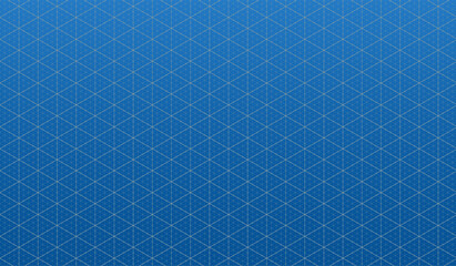 Blue isometric grid background. Template for digital paper. Isometric grid seamless triangle pattern. Checkered ruler for notebooks, drawing sheets, dissertation illustrations. Vector blue background