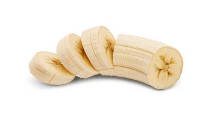Fresh Banana Slices on White - Peeled & Cut Fruit Close-Up