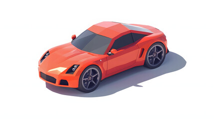 Naklejka premium 3d isometric icon of an orange sports car