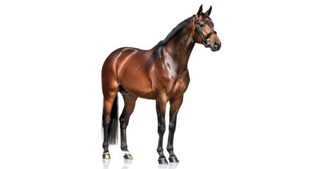 Obraz premium Elegant bay horse standing proudly in a studio portrait