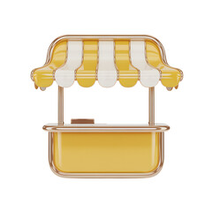 3D Render of a Vibrant Yellow and White Street Food Kiosk