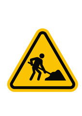 road sign work in progress yellow