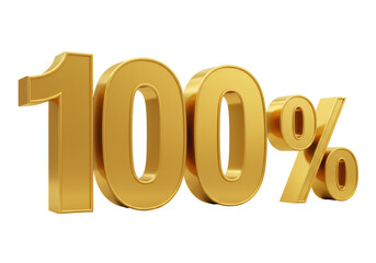 Isolated Golden 100 Percent Symbol