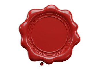 Isolated Red Wax Seal Symbolizing Authenticity and Certification