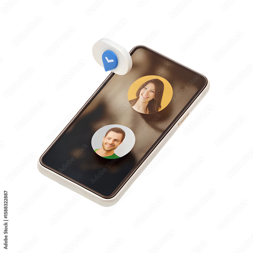 Poster video call with translation bubble isolated on a transparent background