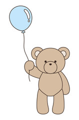 かわいいくまのぬいぐるみのベクターイラスト。熊、アイコン、風船、テディベア