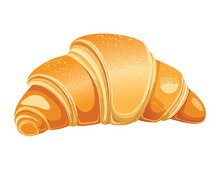 Beautiful Golden Croissant Delicious Breakfast Food - Vector Illustration
