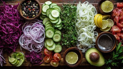 Colorful veggie platter, sliced & ready