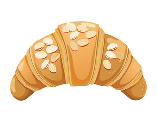 Croissant Pastry Topped with Nuts - Vector Illustration

