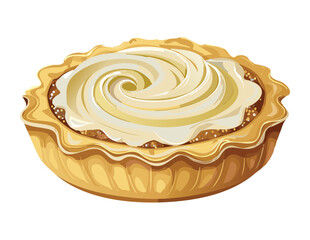 Sweet Creamy Pie Dessert with Swirls - Vector Illustration