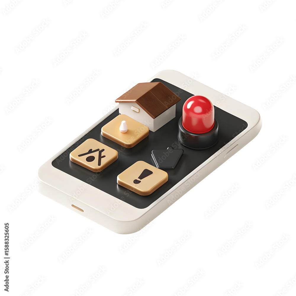Poster isometric home alert system interface isolated on a transparent background