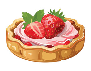Fresh Fruit Dessert Delight - Vector Illustration