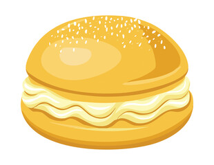 Classic Custard Filled Bun - Vector Illustration