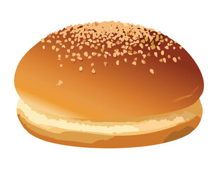 Fresh Baked Bun Side - Vector Illustration