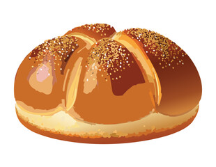 Artistic Golden Bread Roll - Vector Illustration