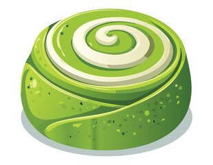 Green Swirl Cream Pastry - Vector Illustration