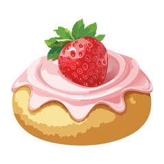 Elegant Strawberry Topped Pastry - Vector Illustration