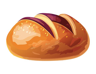 Striped Oval Artisan Bread - Vector Illustration