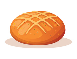 Grid Patterned Rustic Bread - Vector Illustration