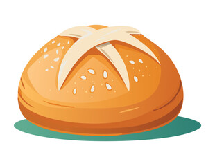 Sesame Seed Crusted Bread - Vector Illustration