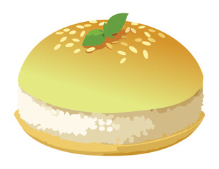 Green Cream Filled Pastry - Vector Illustration