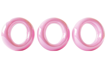 3D pink Venus symbols in different angles on white