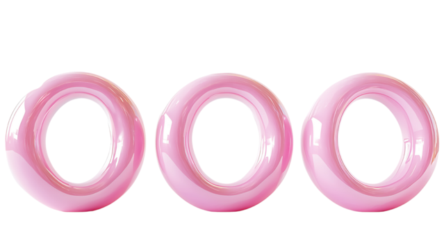 3D pink Venus symbols in different angles on white - Powered by Adobe