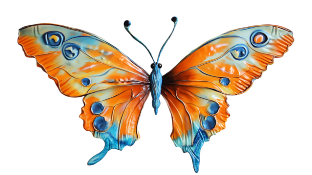 Vibrant orange butterfly featuring beautiful blue patterns