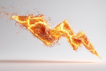 Fiery lightning bolt in motion